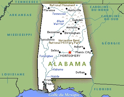 Carte de l'Alabama